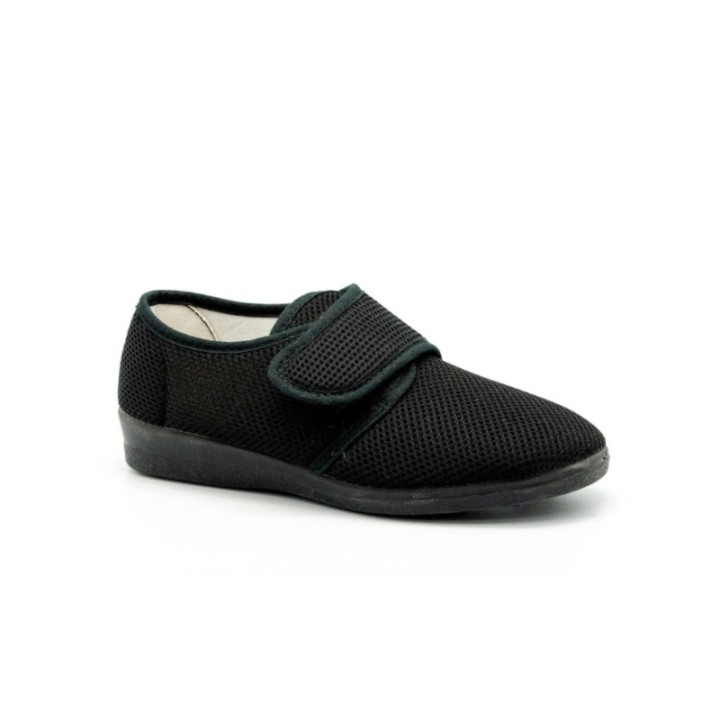Zapatillas lona con cierre de velcro y vulcanizado color negro