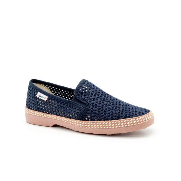 Zapatos picado con trenza y vulcanizado color marino