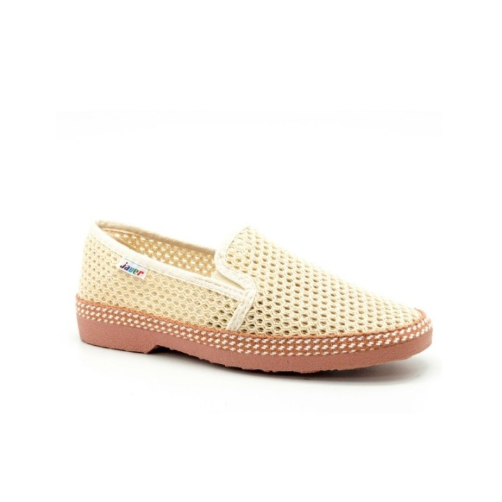 Zapatos picado con trenza y vulcanizado color beige