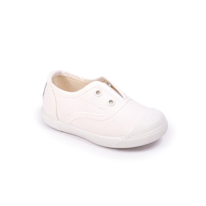Zapatillas lona sin cordones con puntera color blanco