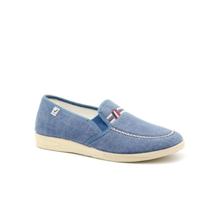 Zapatos con elástico y bordado decorativo color jeans