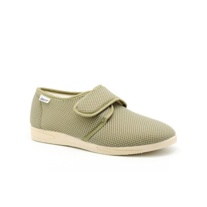Zapatos con cierre de velcro y diseño picado color kaki