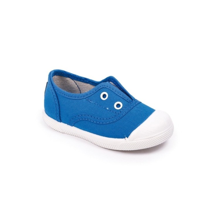 Zapatillas lona sin cordones con puntera color royal