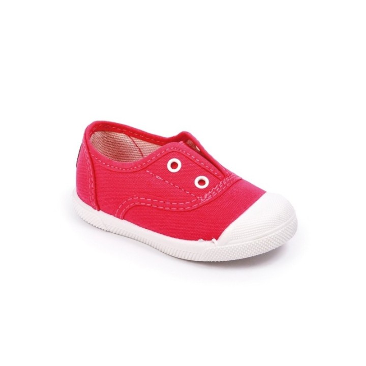 Zapatillas lona sin cordones con puntera color fucsia