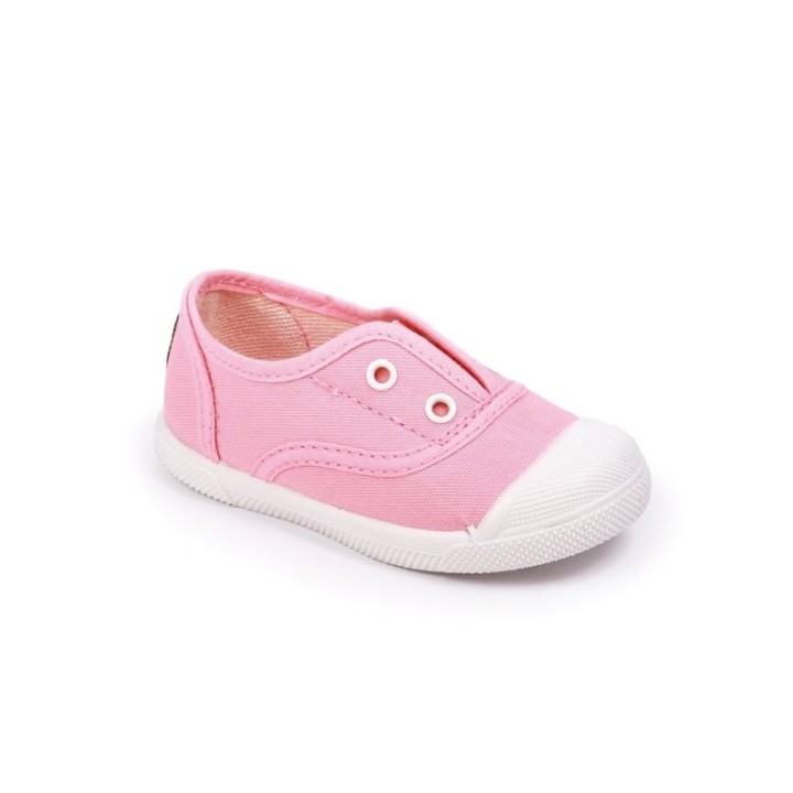 Zapatillas lona sin cordones con puntera color rosa