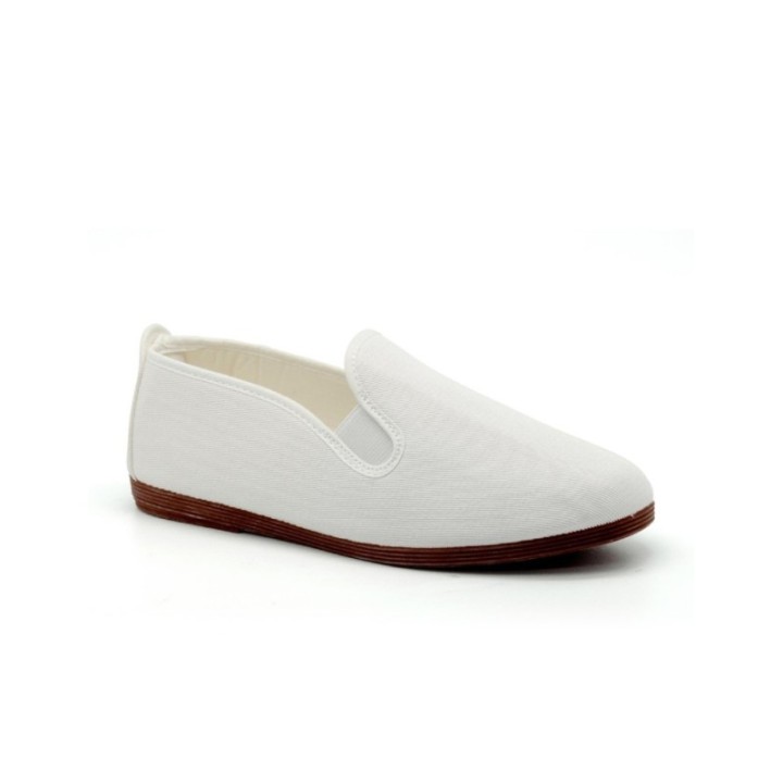 Zapatillas lona kung-fu con elástico color blanco