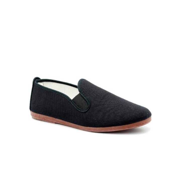 Zapatillas lona kung-fu con elástico color negro