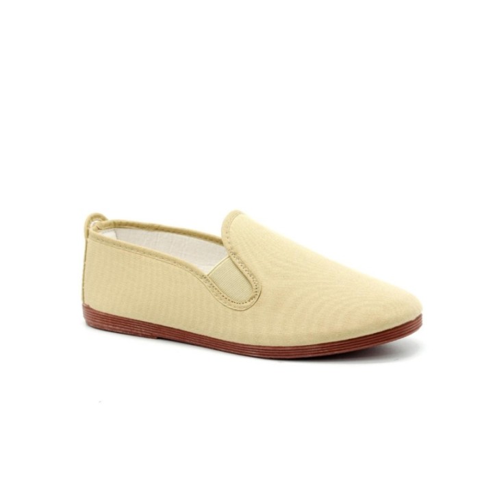 Zapatillas lona kung-fu con elástico color tostado