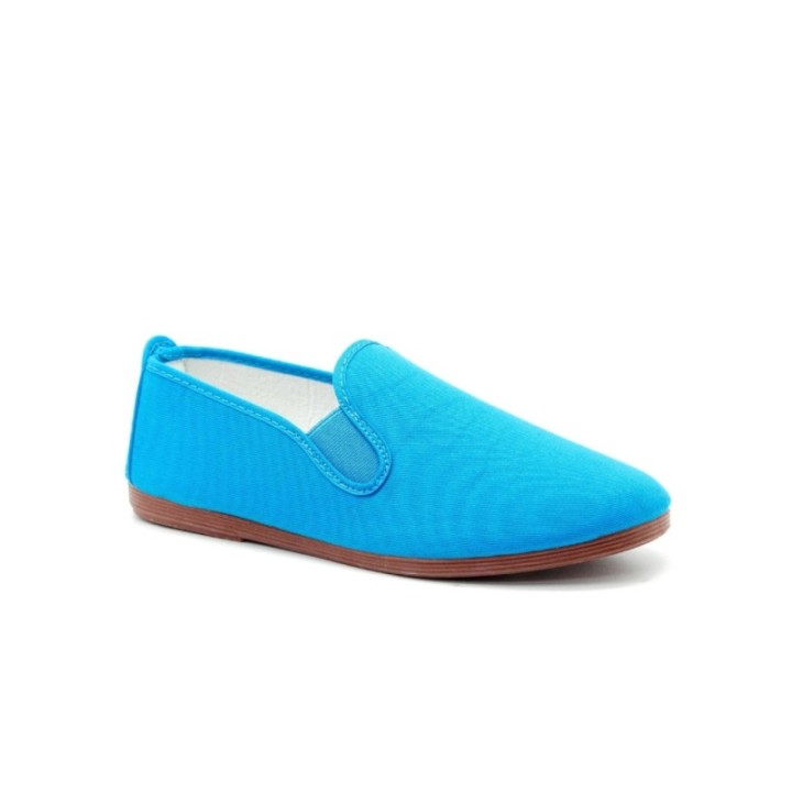 Zapatillas lona kung-fu con elástico color turquesa