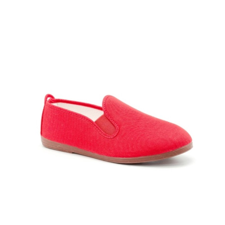 Zapatillas lona kung-fu con elástico color rojo