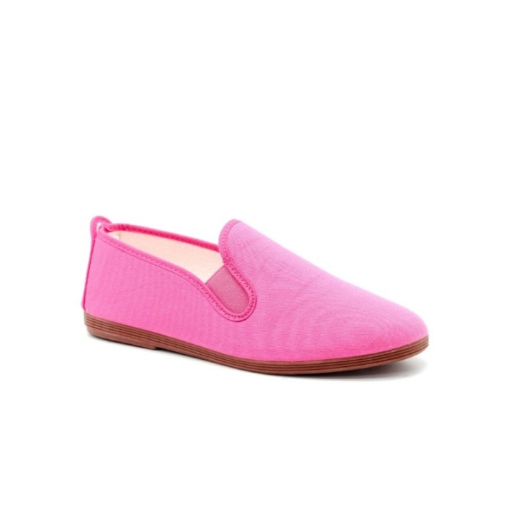 Zapatillas lona kung-fu con elástico color fucsia