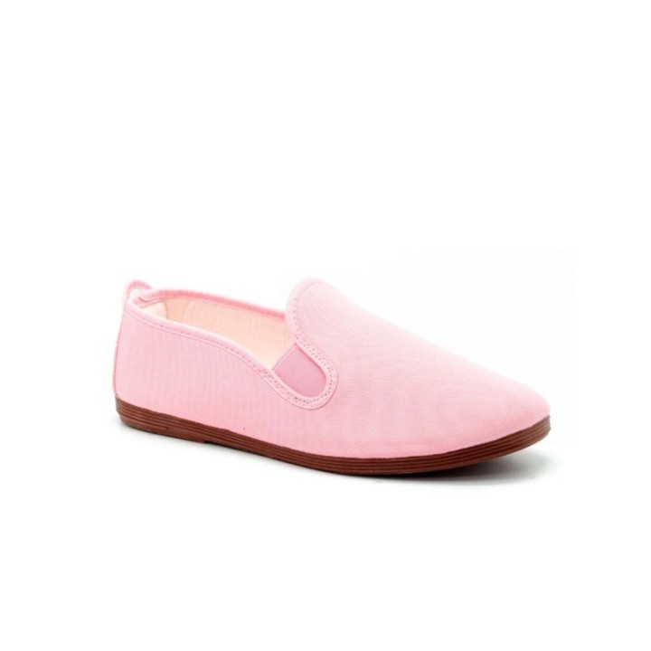 Zapatillas lona kung-fu con elástico color rosa