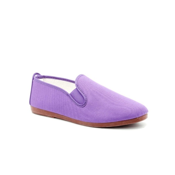 Zapatillas lona kung-fu con elástico color morado