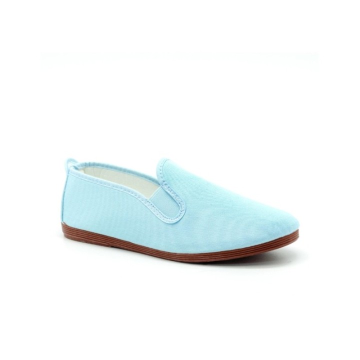Zapatillas lona kung-fu con elástico color celeste