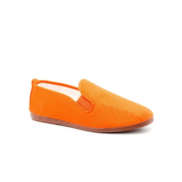 Zapatillas lona kung-fu con elástico color naranja