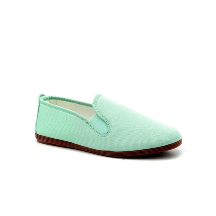 Zapatillas lona kung-fu con elástico color menta