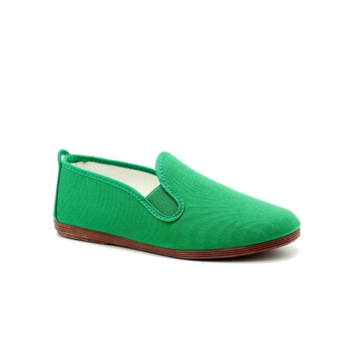 Zapatillas lona kung-fu con elástico color verde
