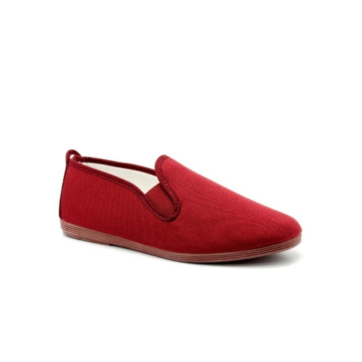 Zapatillas lona kung-fu con elástico color burdeos