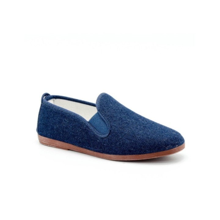 Zapatillas lona kung-fu con elástico color tejano