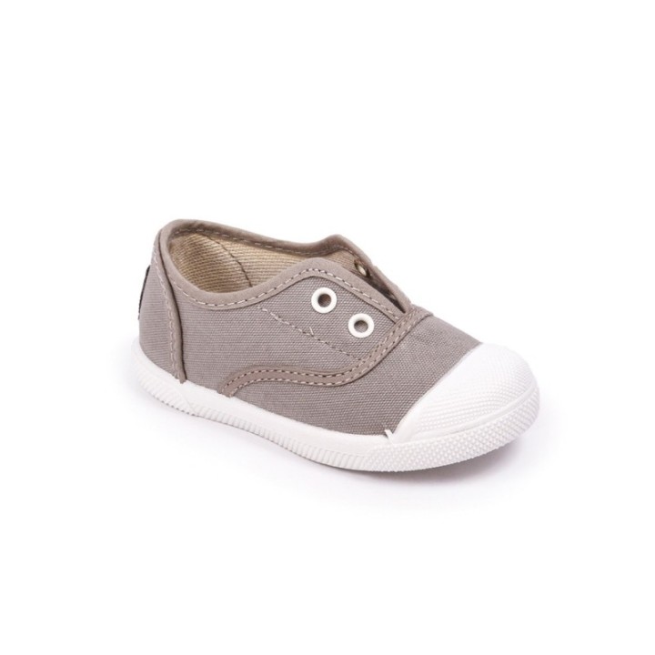 Zapatillas lona sin cordones con puntera color gris