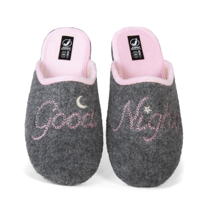 Zapatillas de casa abiertas gris Good night