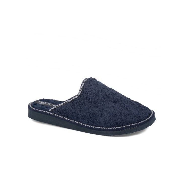 Zapatillas casa bordada extra suave color marino