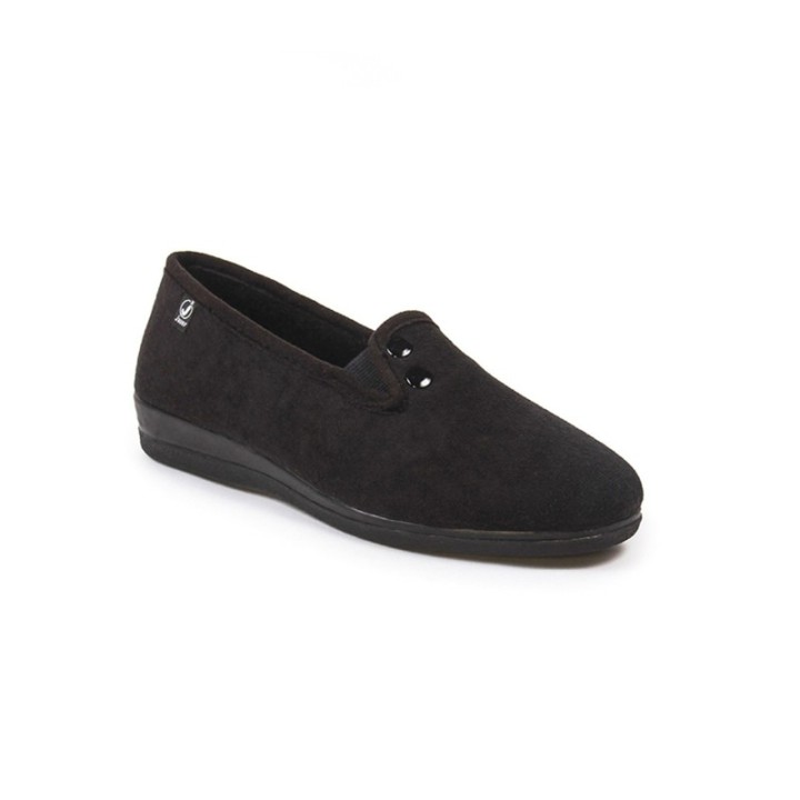 Zapatillas de casa negras con botones
