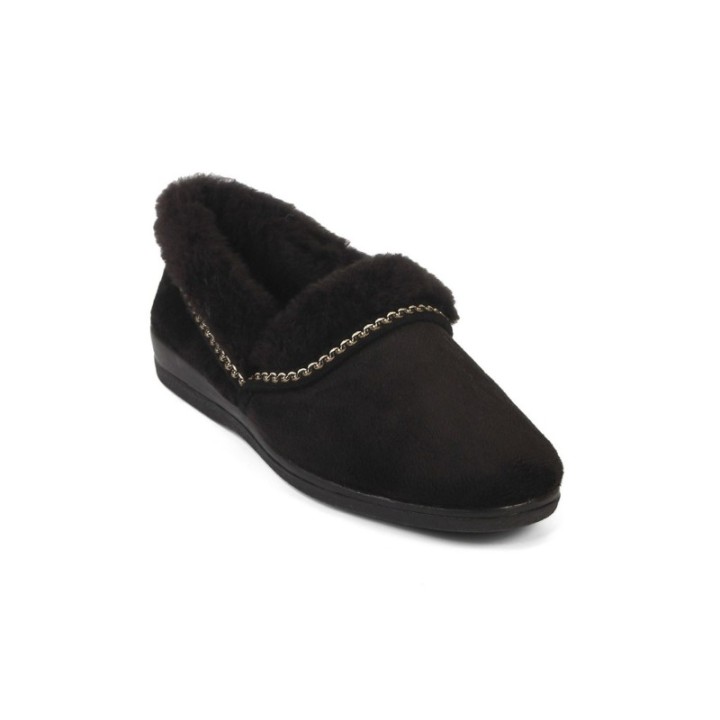 Zapatillas de casa negras con pelo
