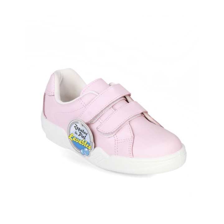 Zapatilla deportiva con cierre de velcro color rosa