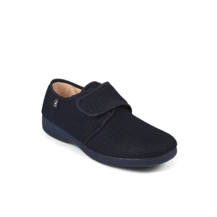 Zapatillas lona con cierre de velcro y vulcanizado color marino