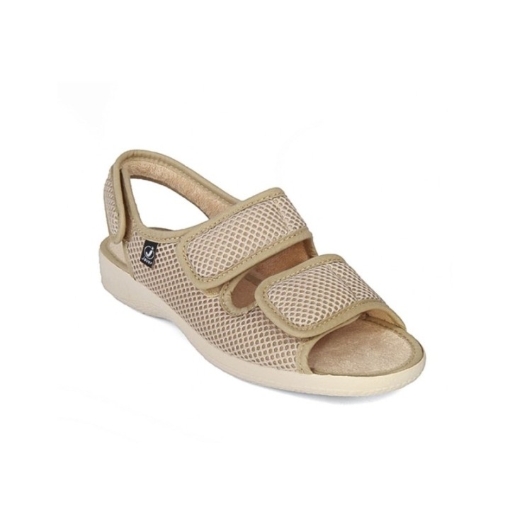 Zapatillas lona con cierre de velcro y vulcanizado color beige