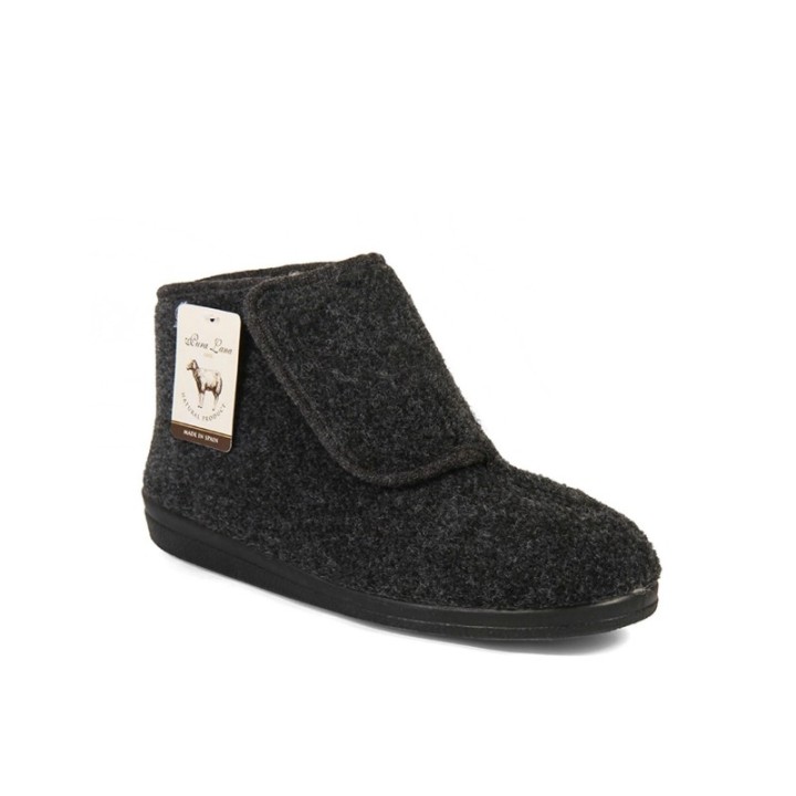 Zapatillas de casa tipo bota de lana pura color negro