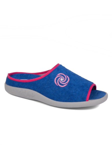 Zapatillas casa mujer puntera abierta color royal espiral