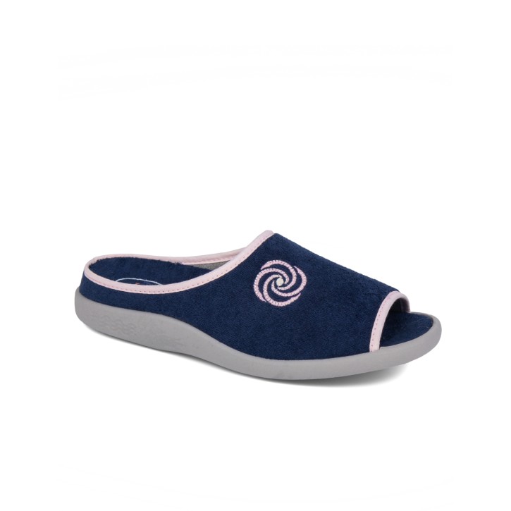 Zapatillas casa mujer puntera abierta marino espiral