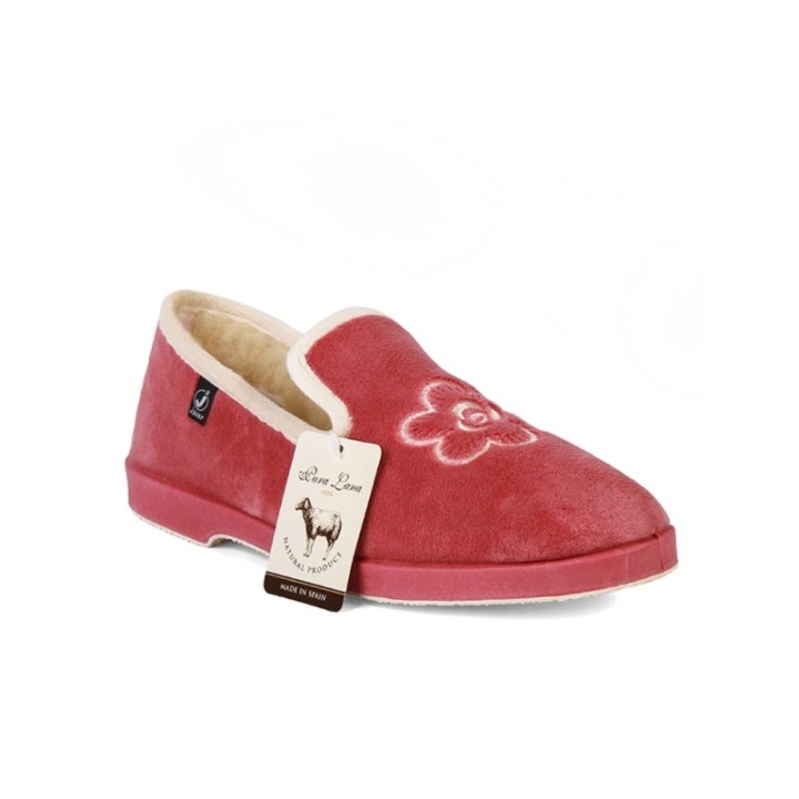 Zapatillas casa cerradas de lana color salmón