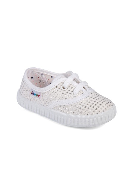 Zapatillas lona blanco con cordones