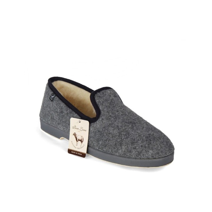 Zapatillas casa cerradas de lana color gris