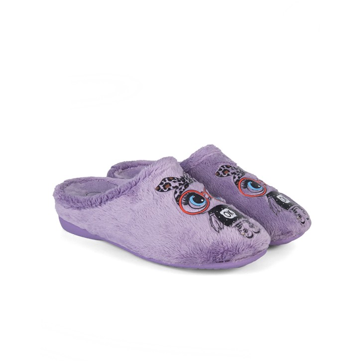 Zapatillas de casa abiertas color lila