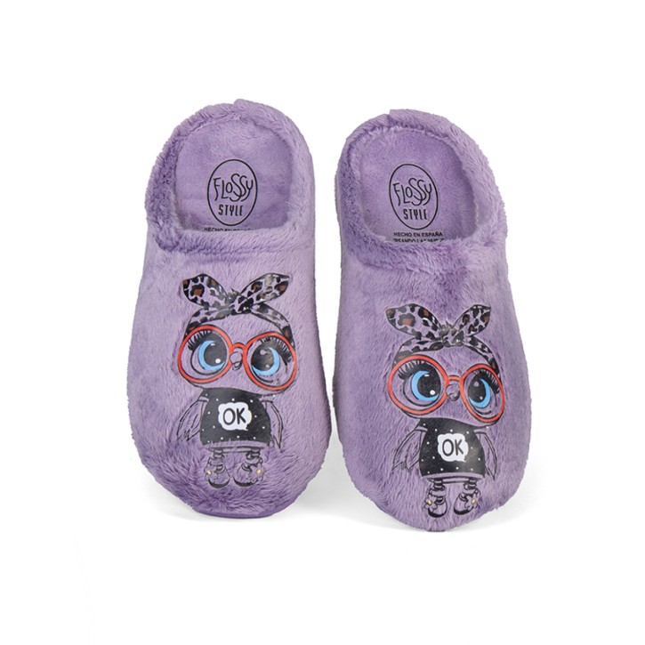 Zapatillas de casa abiertas color lila