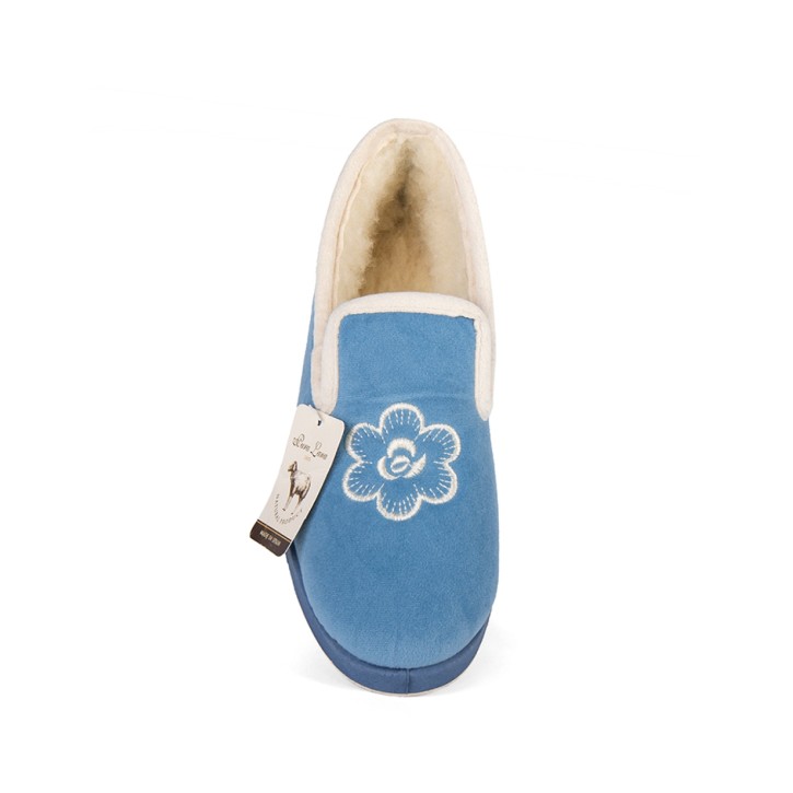 Zapatillas casa azulina cerradas de lana