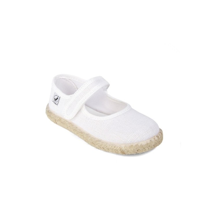 Merceditas cierre velcro en color blanco y suela de yute