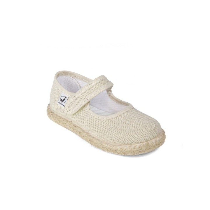 Merceditas cierre velcro en color lino y suela de yute