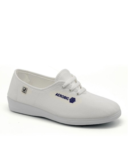 Zapatillas lona con cordones y cuña baja