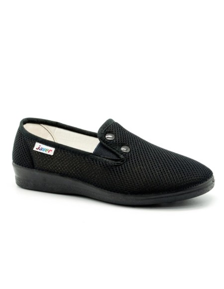 Zapatillas lona con elástico y acabado botón