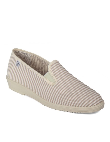 Zapatilla rayas color taupe