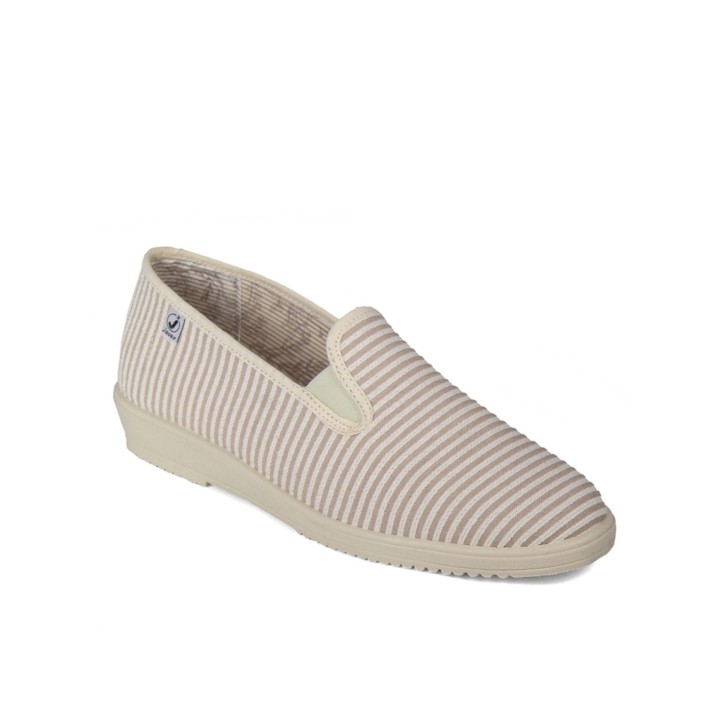 Zapatilla rayas color taupe