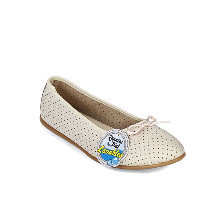 Francesitas piel en beige con lacito