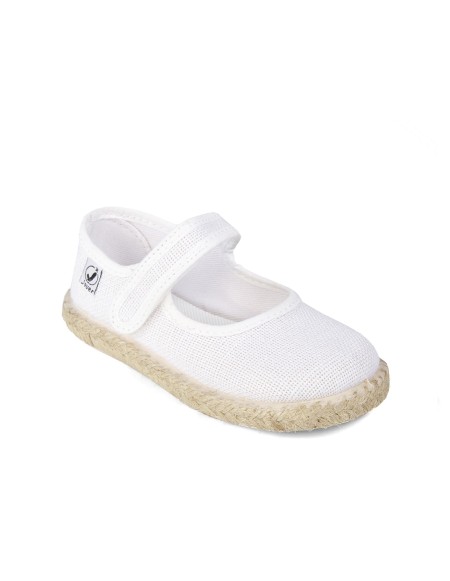 Sandalias cierre velcro en color rosa y suela de yute