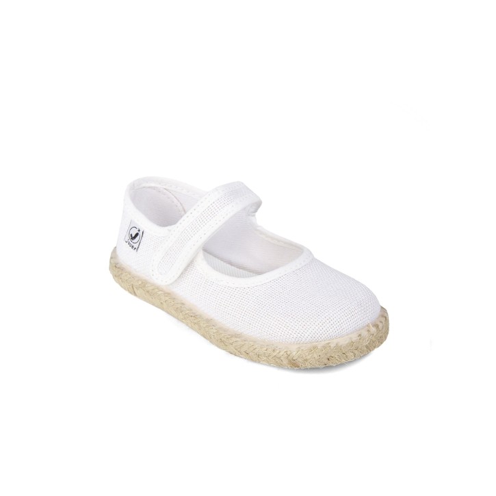 Sandalias cierre velcro en color rosa y suela de yute
