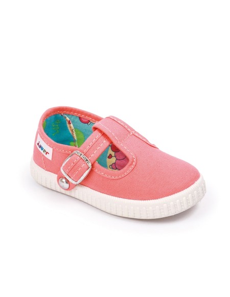 Sandalias lona con cierre de corchete